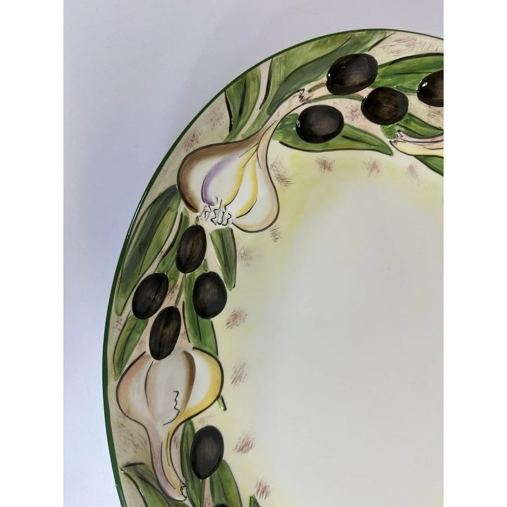 Clay Art Olives & Garlic Oval Serving Bowl 19